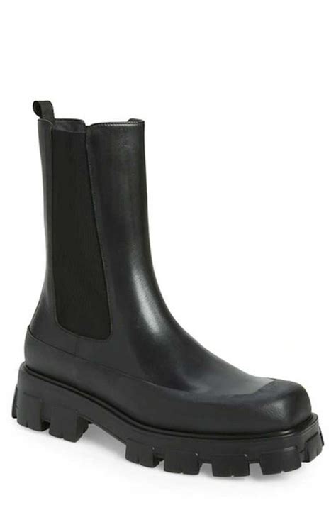 prada mens calf leather chelsea boot|monolith brushed leather Chelsea boots.